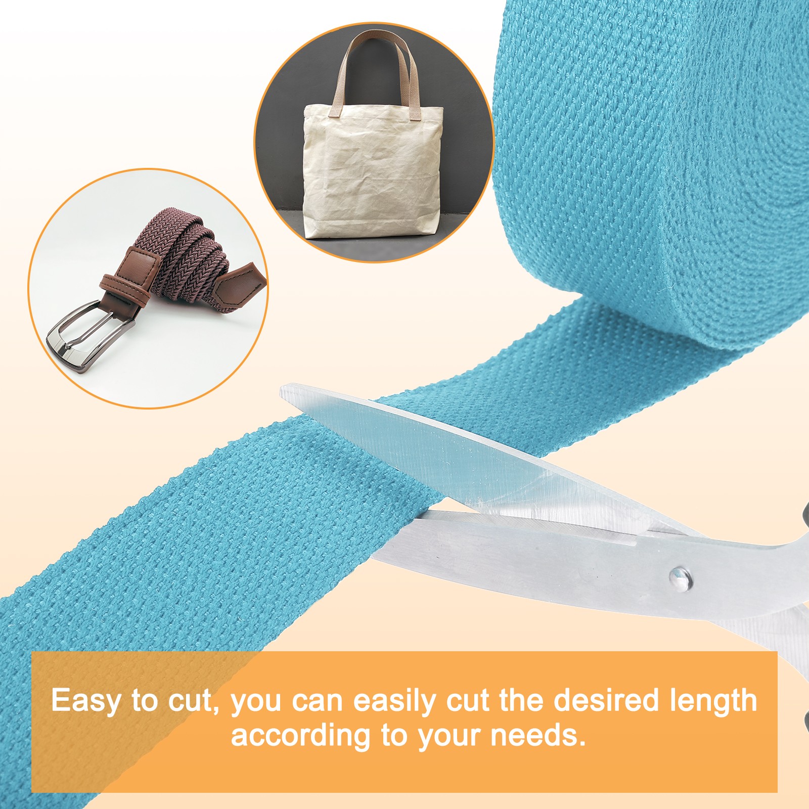 Cotton Webbing 1.5 Inch 11 Yard Polyester Cotton Webbing Strap, Light Blue