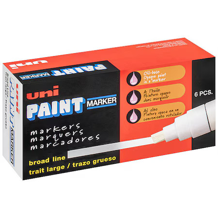 Uni-Paint 63735 Permanent Marker, Large Tip, Yellow Color Family, Paint, 6 Pk