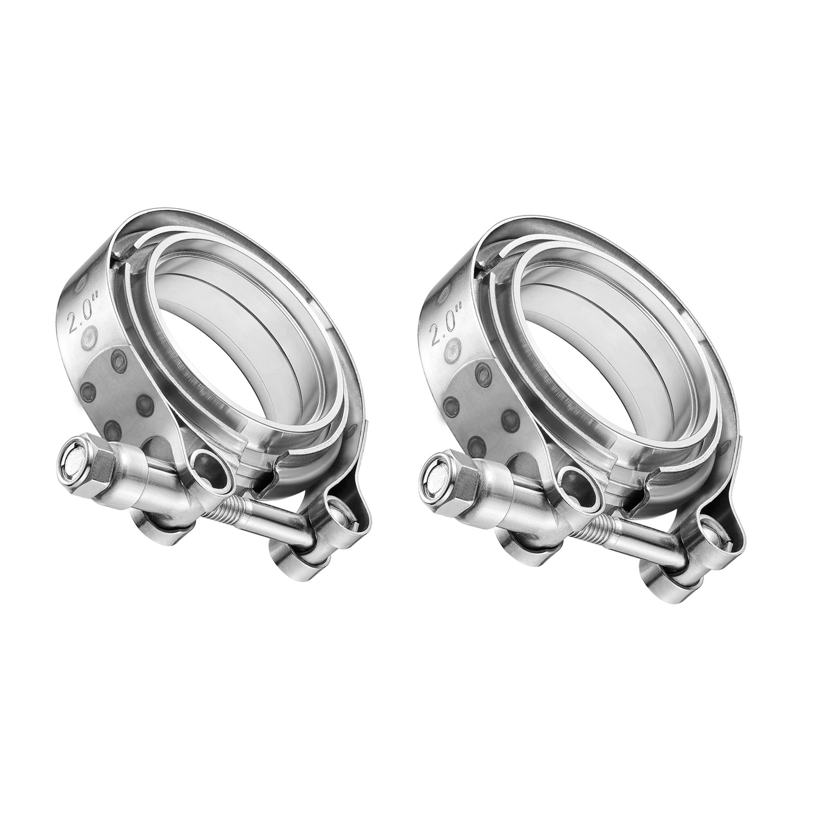 2.0 Inch V Band Clamp With Flange Male Female Stainless Steel Joins 2.0" OD 2Pcs