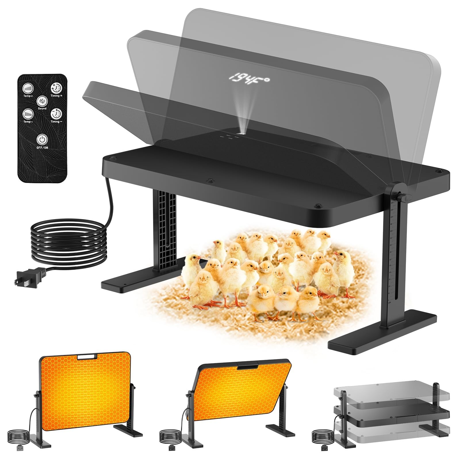 Chicken Brooder, 200W Anti-Scald Brooder Plate with Adjustable Temp(86~194℉