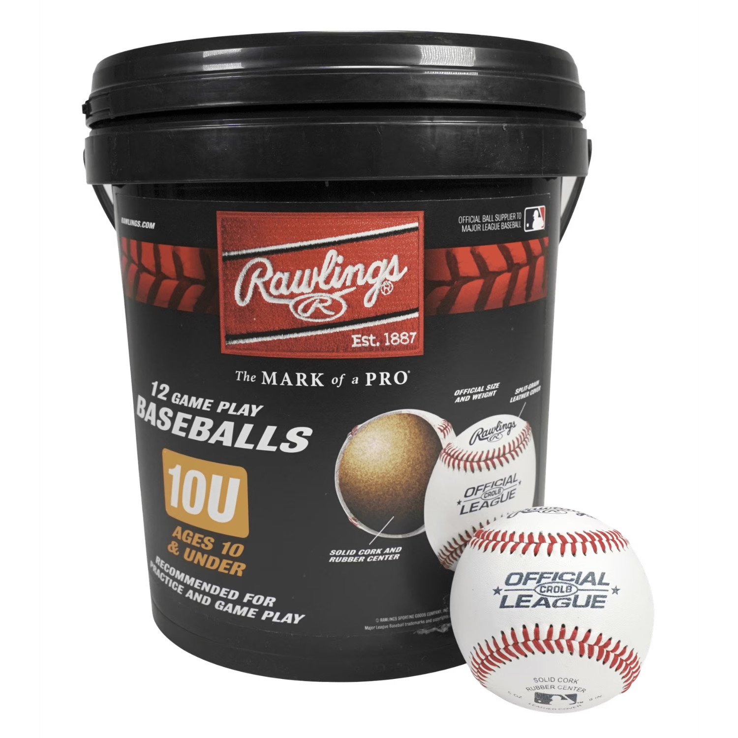Rawlings Official League CROLB Youth Practice Baseballs 10U Bucket 12 Count