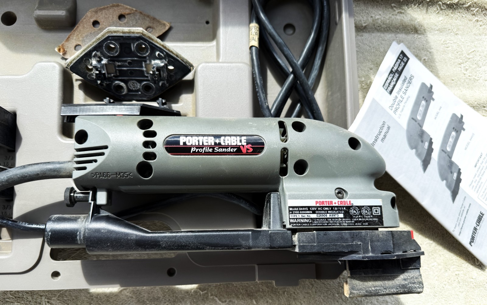 PORTER-CABLE PROFILE SANDER MODEL 444 VS-- AS PICTURED