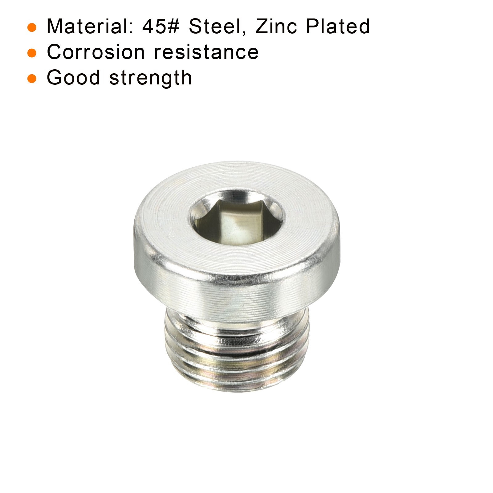 M10*1 Hex Head Pipe Fitting Plug, 3 Pack Male Thread 45# Steel Plug