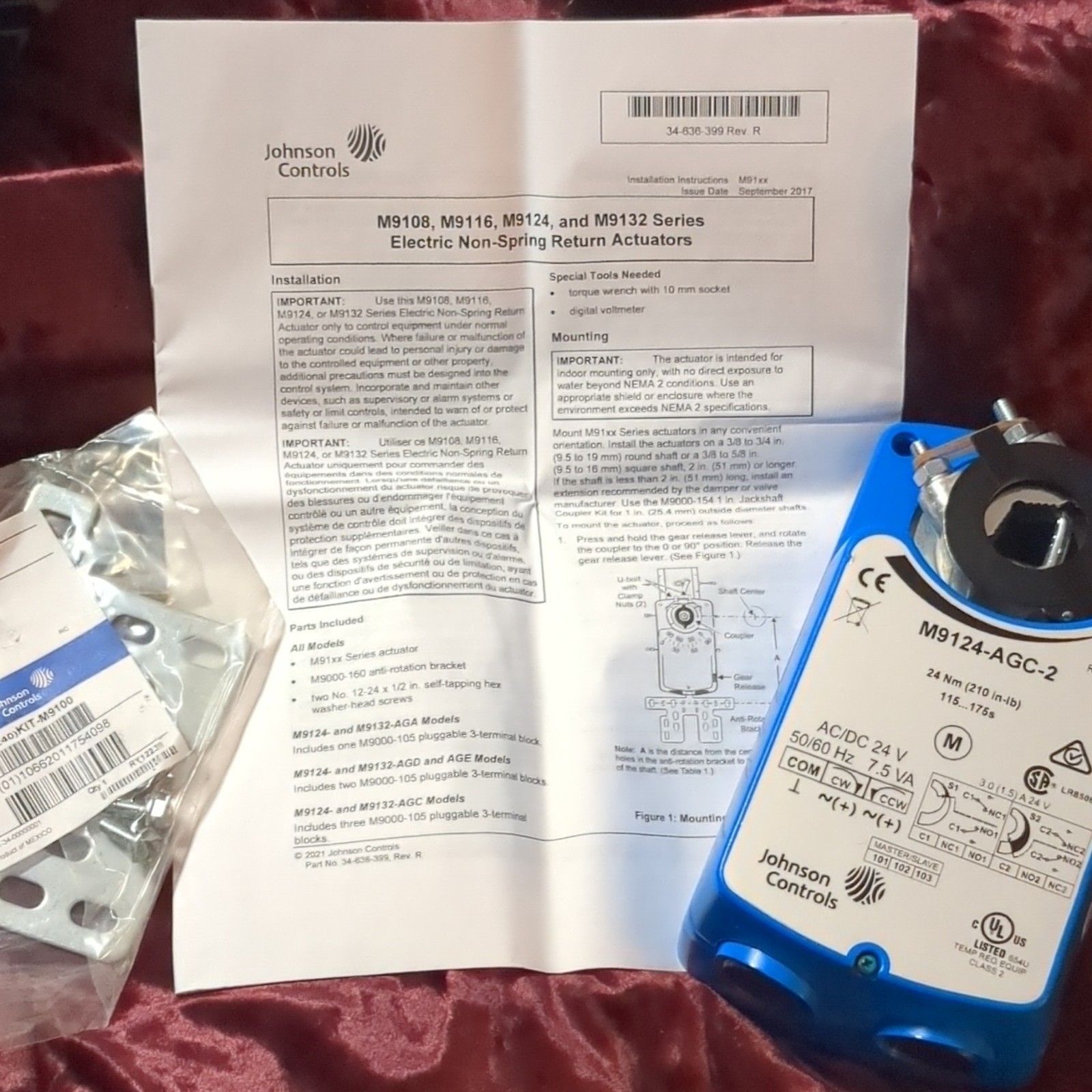Johnson Controls M9124-AGC-2 Non-Spring Return Damper Actuator 24V w/KIT