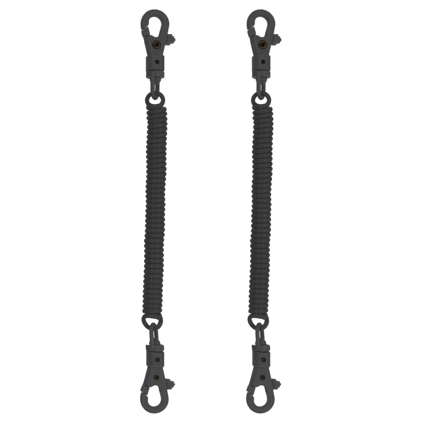2pcs Retractable Coil Springs Keychain with Plastic Lobster Clasp, Black
