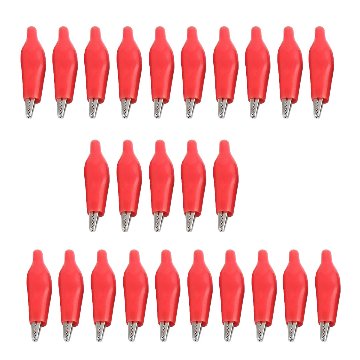25Pcs Insulated Alligator Clips Jumper Test Lead Crocodile Clamps Red Large 45mm