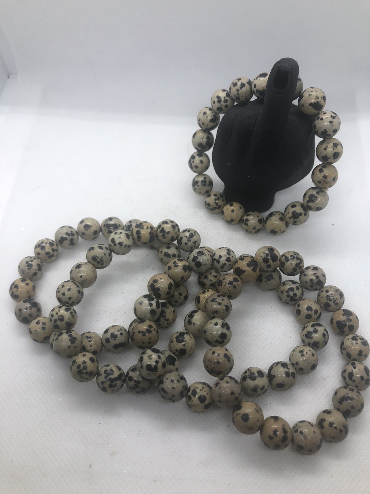 Stretch beaded 10mm bracelet Dalmatian Jasper