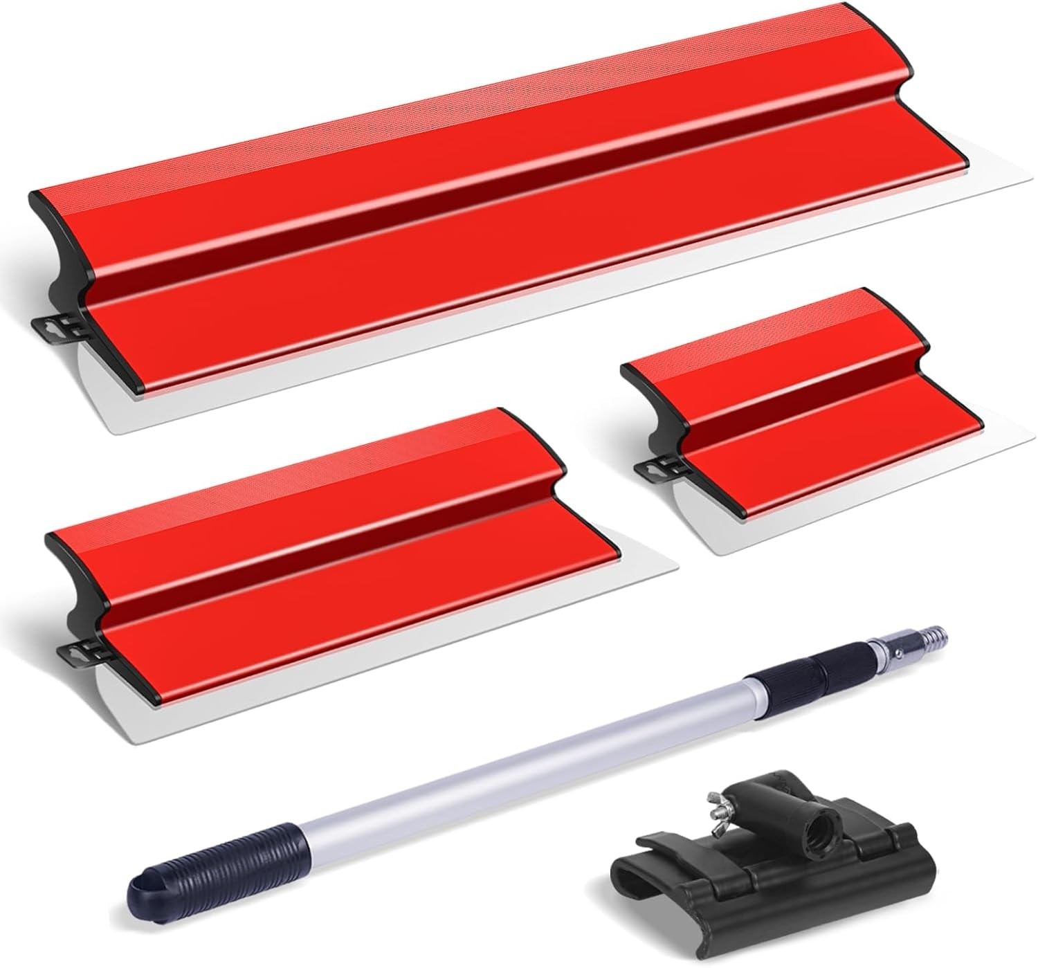 Drywall Skimming Blade Set Knife Combo 10" 16" 24" Blades with 27-62" Handle