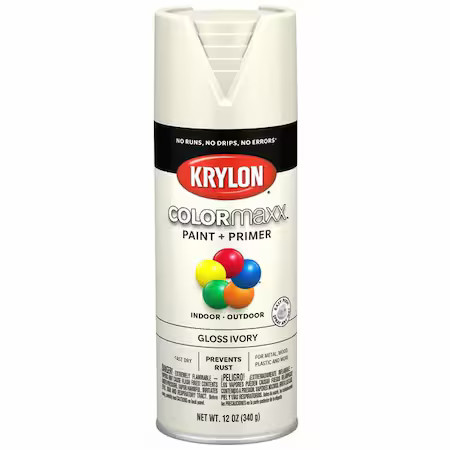 Krylon K05524007 Spray Paint, Ivory, Gloss, Solvent, 12 Oz