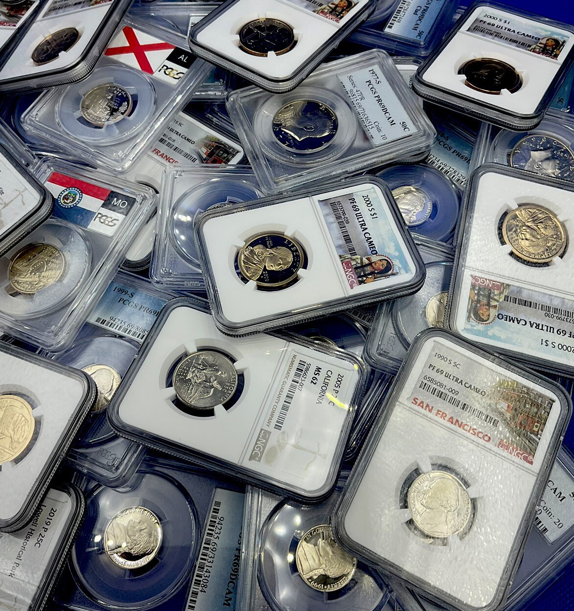 GRADED COINS 🔥 {LOT OF 5} 💰 PCGS NCG UNCIRCULATED U.S. Mint Coins + BONUS💰