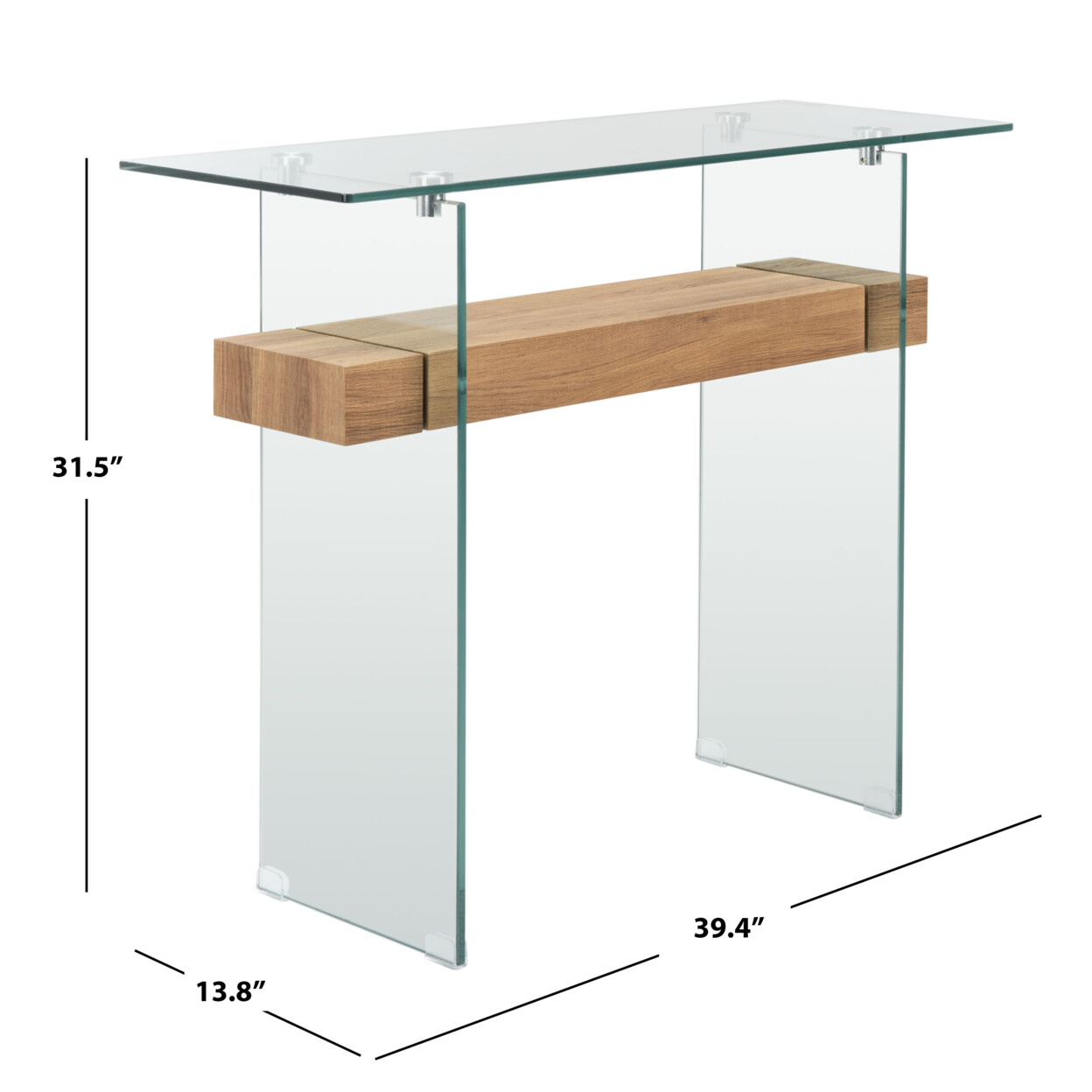 SAFAVIEH Kayley Console Table | Glass / Natural Brown |
