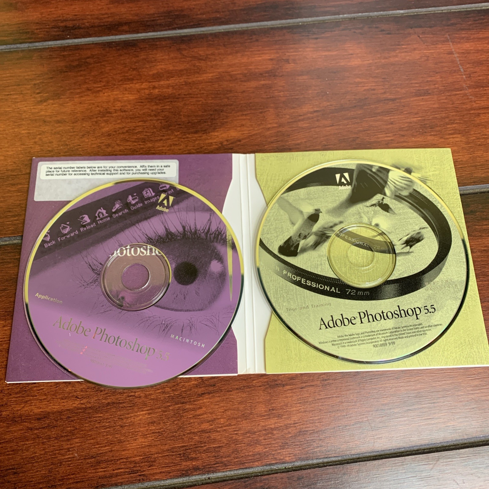 1999 Photoshop 5.5 for Macintosh MAC Serial Number CD, Windows/MAC Training Disk