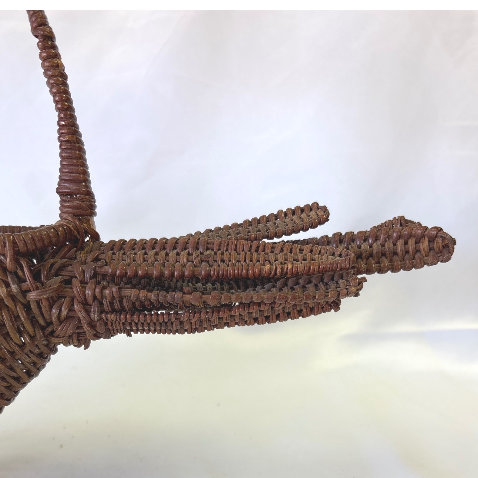 Vintage Wicker Rooster Basket Woven Rattan Chicken Farmhouse Decor Brown