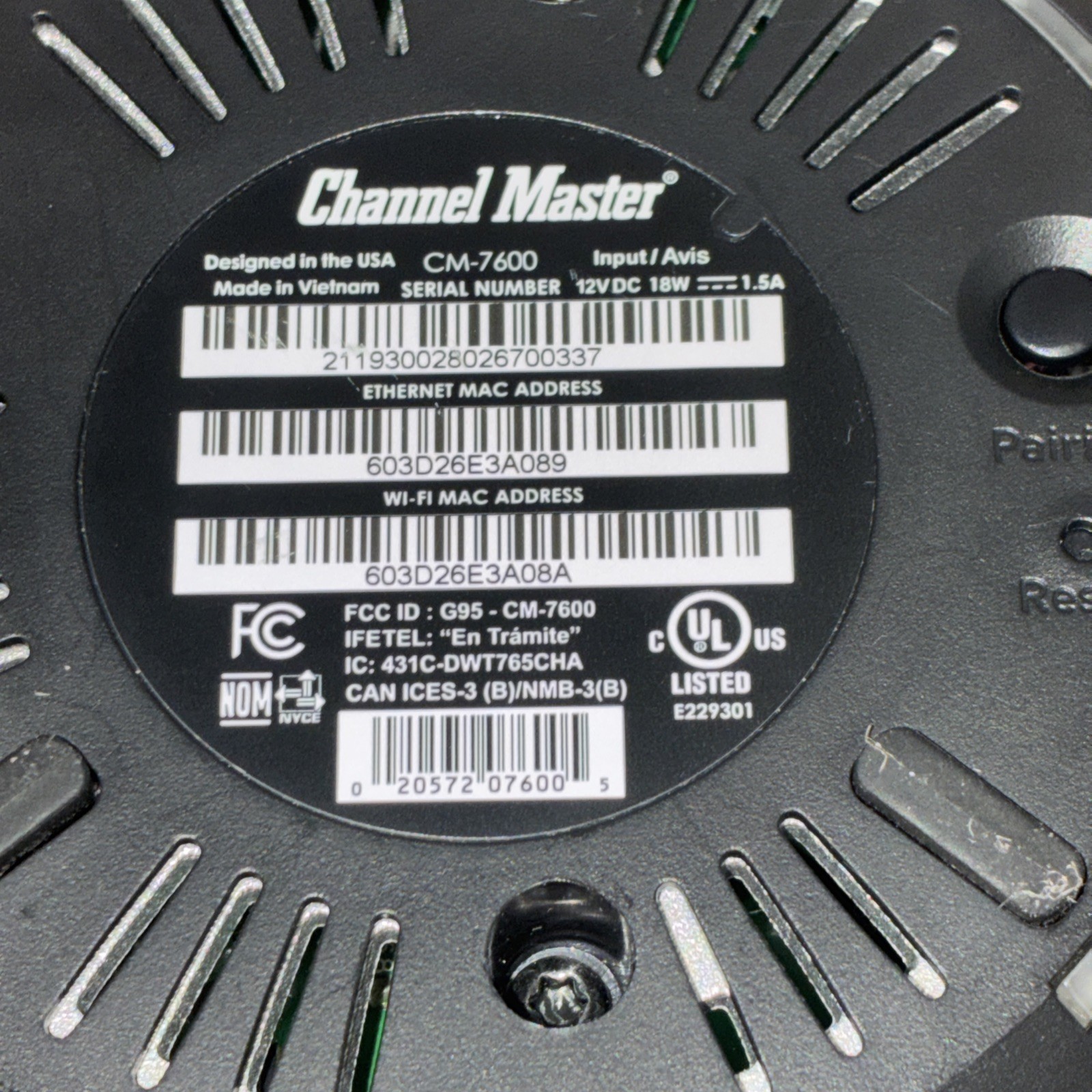 Channel Master CM-7600 Stream - No Power Cord