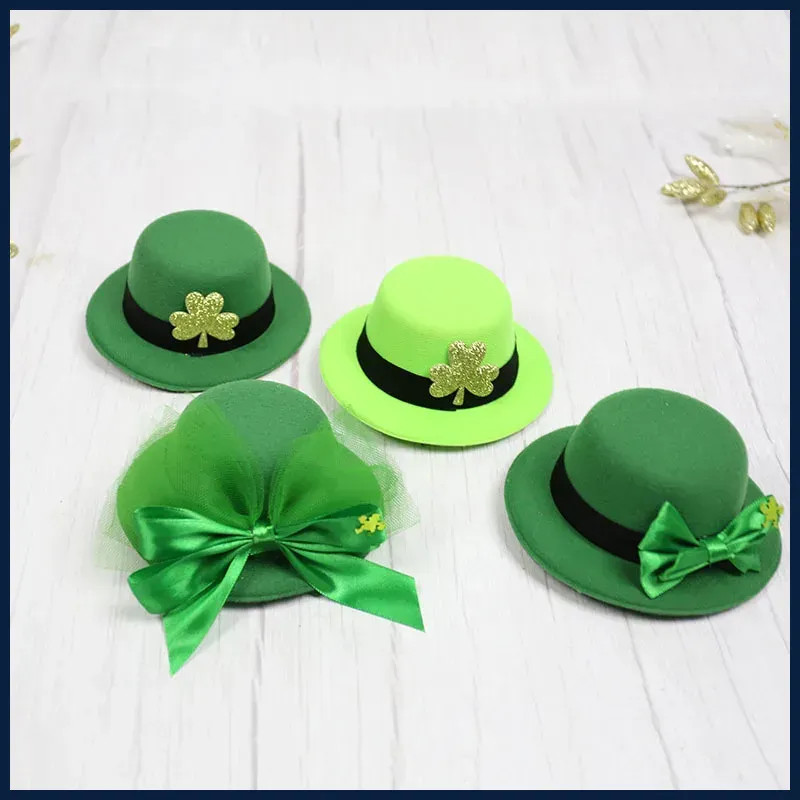 St. Patrick's Day Green Hat Hairpin Shamrock Top Hat Decoration Adult Kids Irish