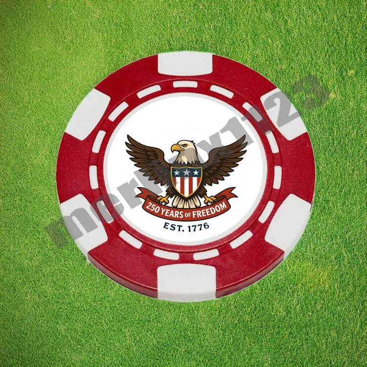 USA America 250th Anniversary 1776 Clay Poker Chip Golf Ball Marker Card Guard
