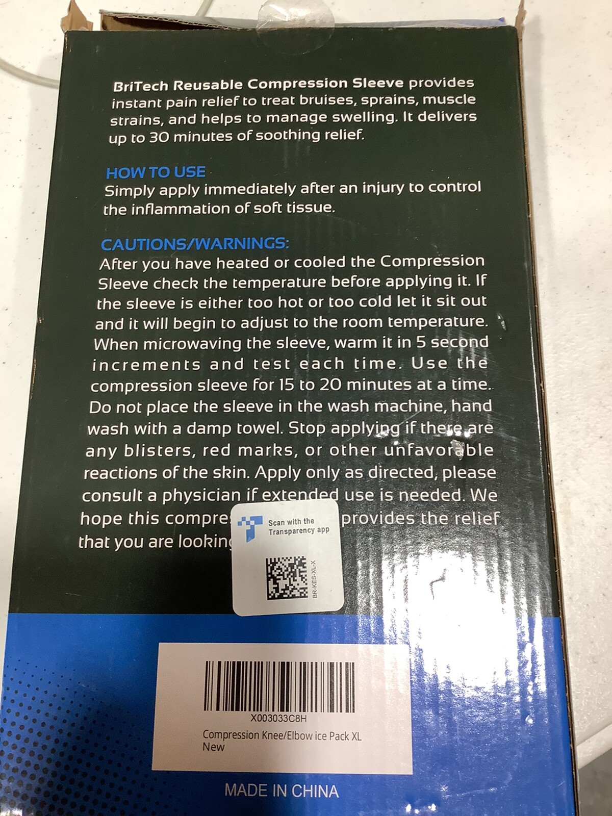 BRITECH Reusable Gel ICE Pack Compression KNEE-ELBOW XL NEW