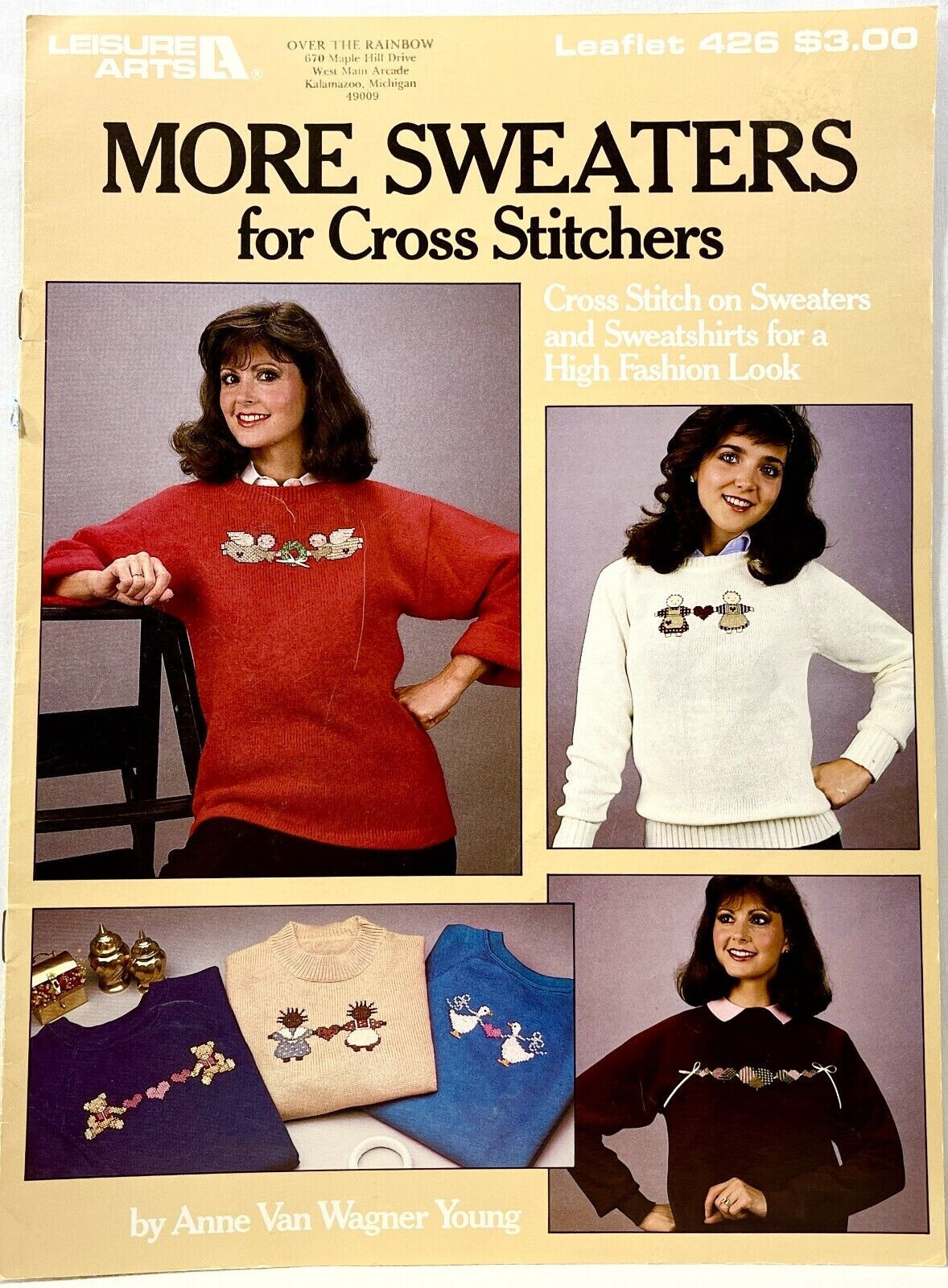1986 Leisure Arts More Sweaters For Cross Stitchers 426 Pattern Book Vintg 12900