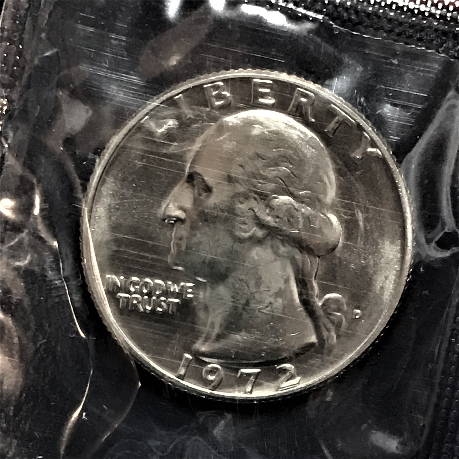 1972 D BU Washington Quarter Brilliant Uncirculated from Orig Mint Set in Cello