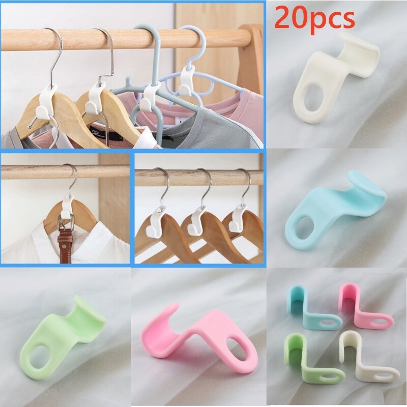 20PCS Clothes Hanger Connector Hooks Hanger Space Saving Organizer US
