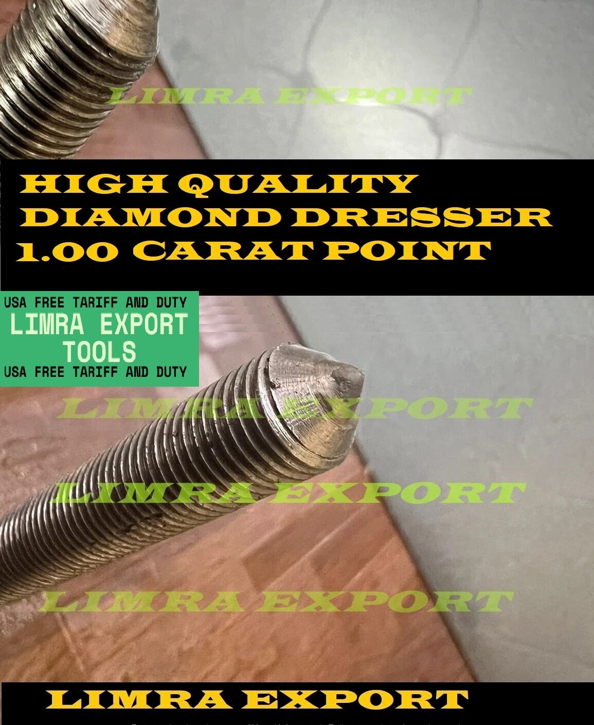 1.00 CRT Diamond Dresser 7/16" x 2-3/4" 20NF Thread Fits Kwik-Way Valve Refacers
