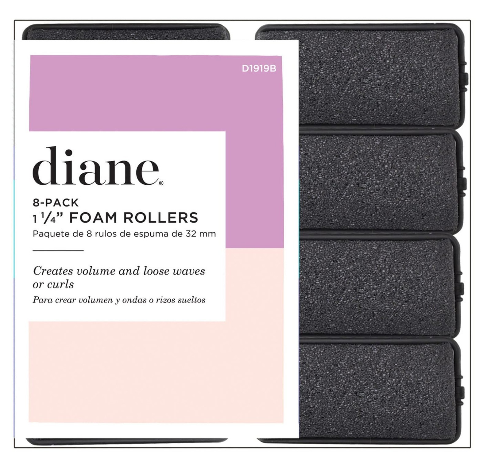 Diane Foam Rollers, Black, 1.25", 8/bag 8 Count (Pack of 1) 1.25” black