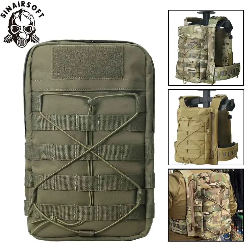 Tactical Vest Back Panel Zipper on Backplate Airsoft Bag Pouch For Pharaoh Vest
