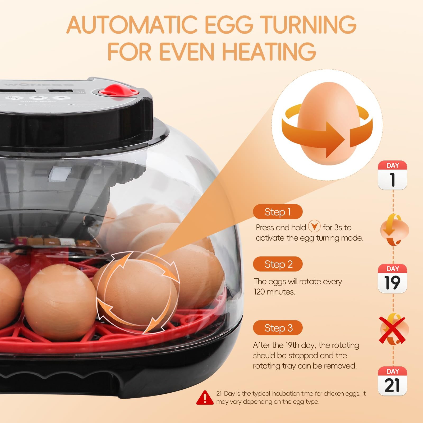12 Egg Incubator with Automatic Turning, Humidity Control, LED Egg Candler, a...