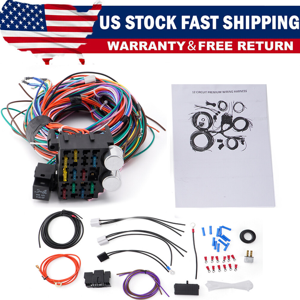 Fit 1955 -1959 Chevy Chevrolet Street Rod 12 Circuit Wiring Harness Wire Kit