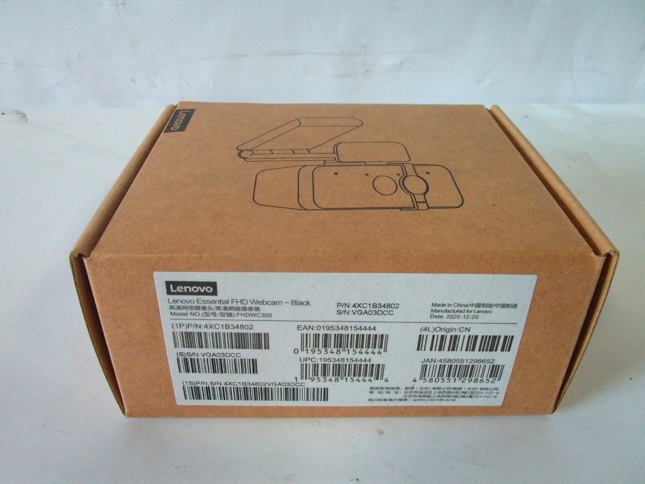 *New* Lenovo Essential 2MP Full HD Webcam Black 4XC1B34802