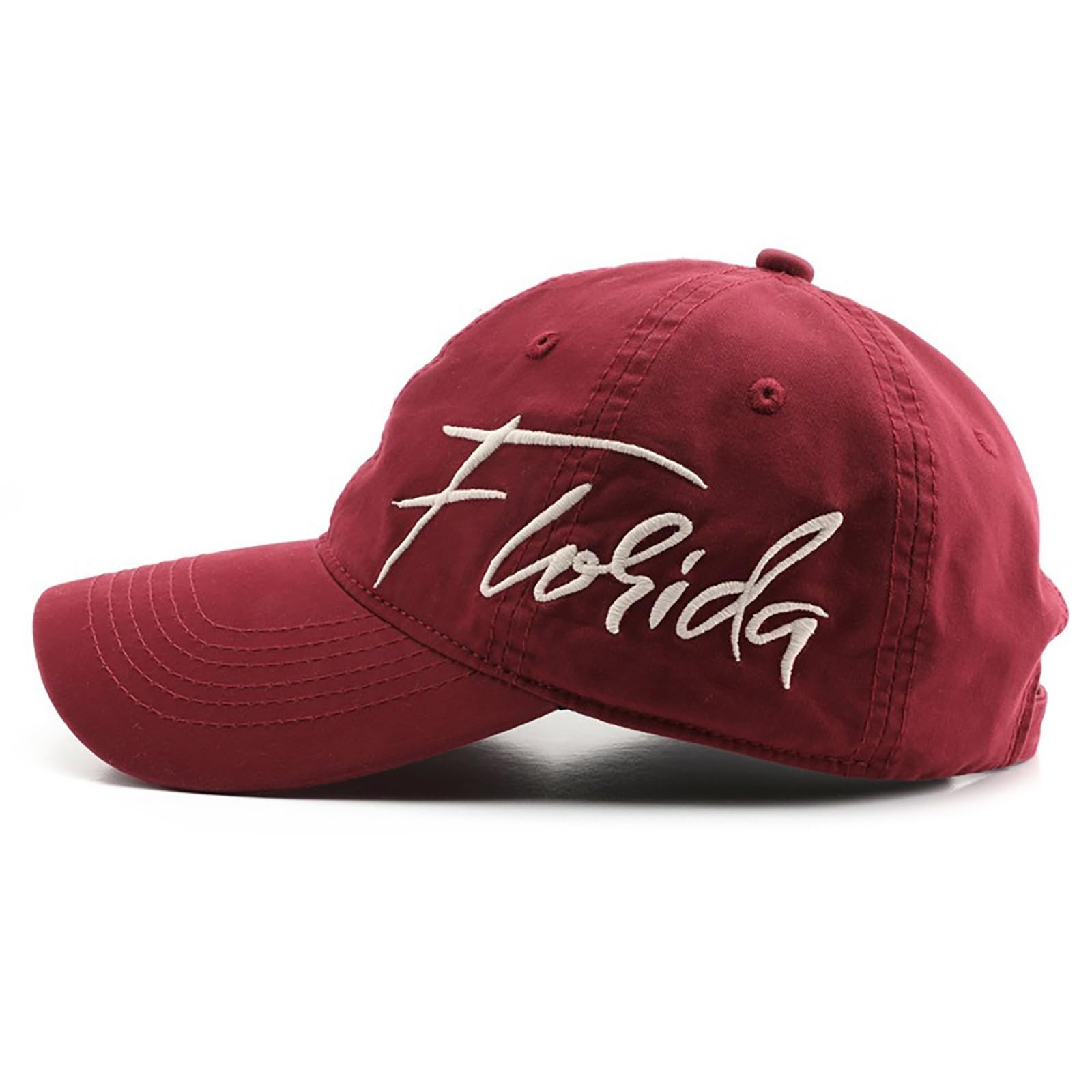 Florida Hat Side Embroidery Baseball Cap Adjustable Sun Hat Red