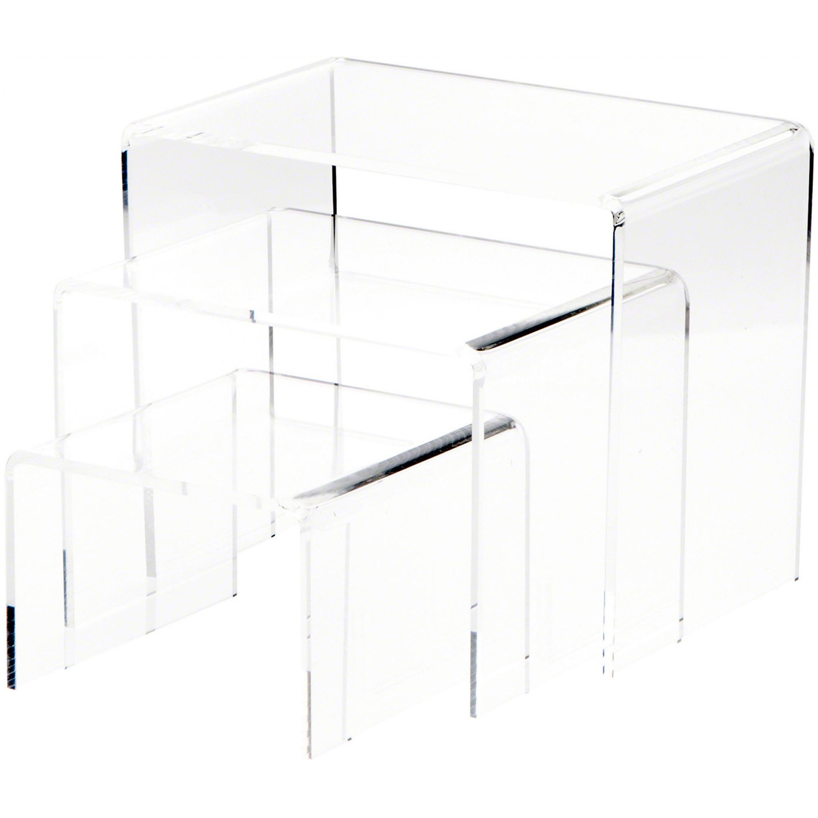 Plymor Clear Acrylic Rectangular Display Risers, 6" Deep Assortment, Set of 3