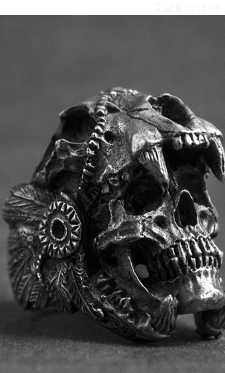 NATIVE AMERICAN SKULL RING PERSONAL PROTECTION RING
