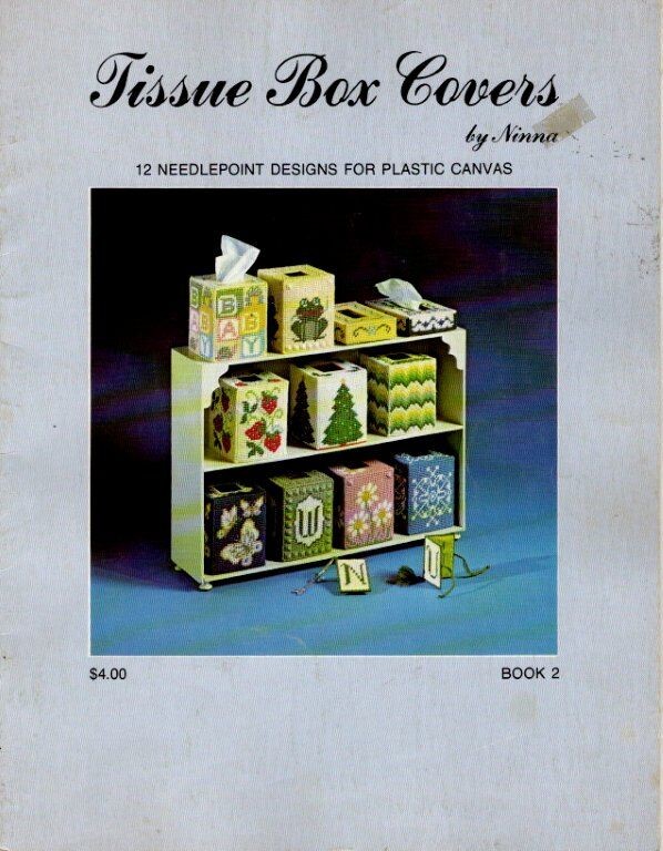 VTG TISSUE BOX COVERS 12 NEEDLEPOINT DESIGN FOR PLASTIC CANVAS BOOK 2 BY NINNA