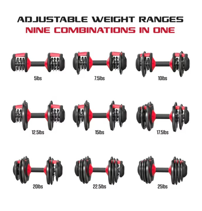 FitRx SmartBell, 9 in 1 Adjustable Dumbbell, 25 lb