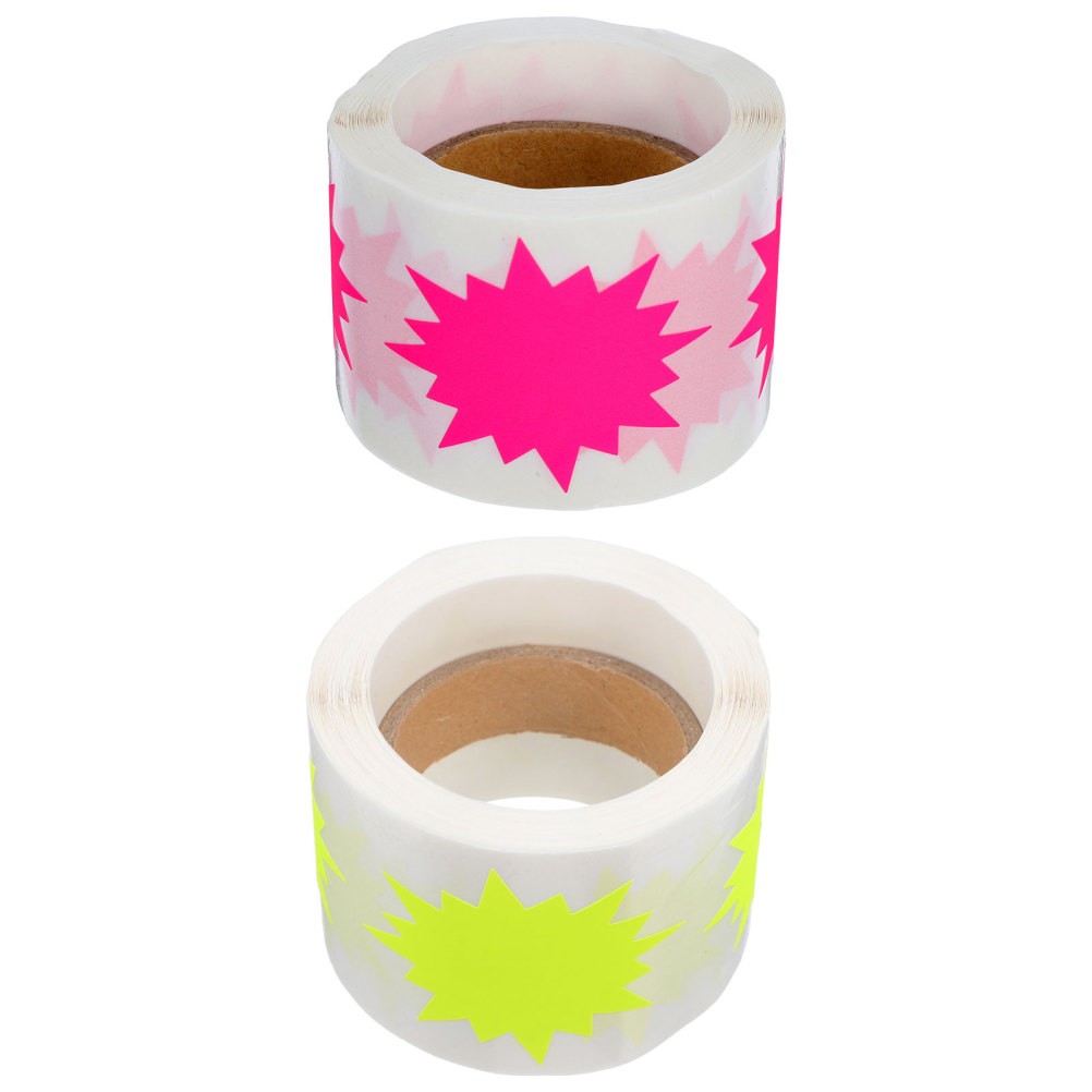 2 Rolls Bright Blank Retail Labels for Bulletin Burst Signs Fluorescent