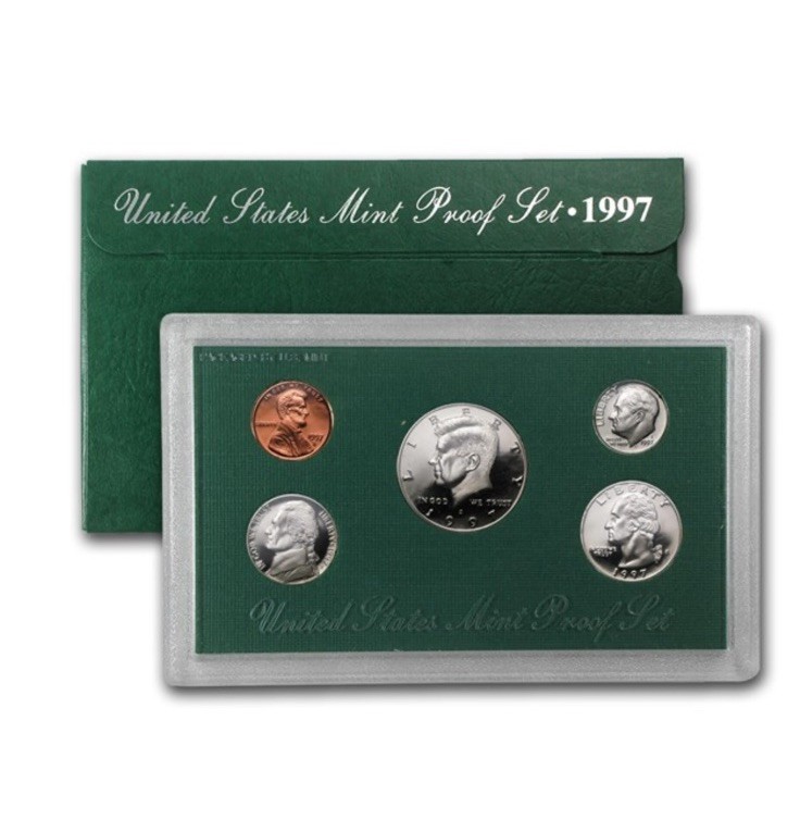 1997 5 Coin Proof Set With OGP and COA Stock Image
