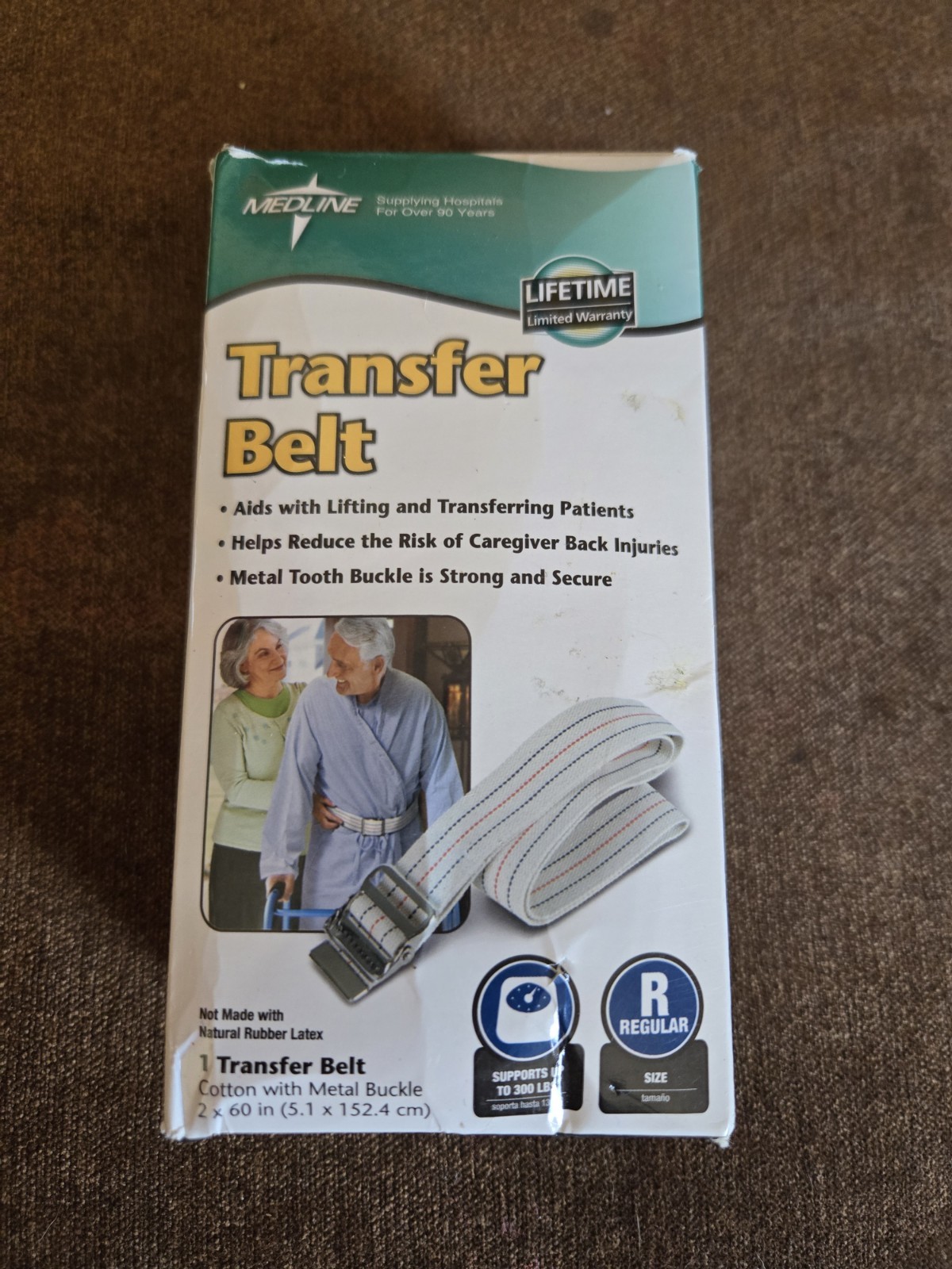 Gait Transfer Belt Support for Caregiver Home Health Aid Seniors (White)