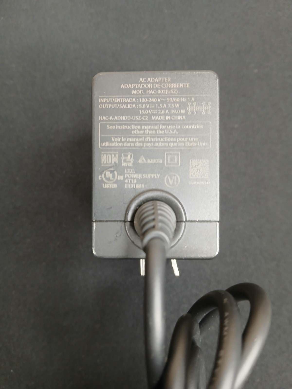 Nintendo Switch Original OEM Power Cable AC Adapter Video Game Cord
