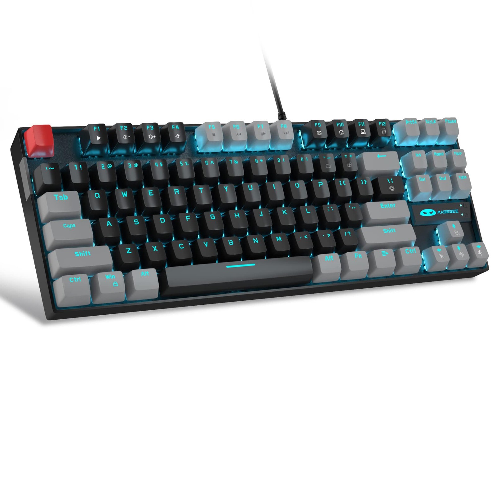 Magegee 75 Mechanical Gaming Keyboard Red Switch Led Blue Backlit 87 Keys