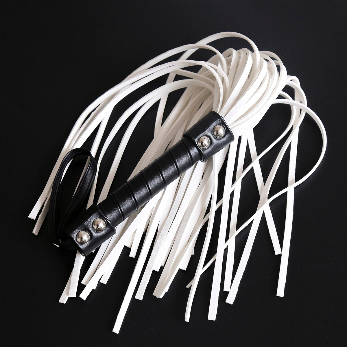 Genuine PU Leather Floggers Spanking Flog BDSM Sex Whip White