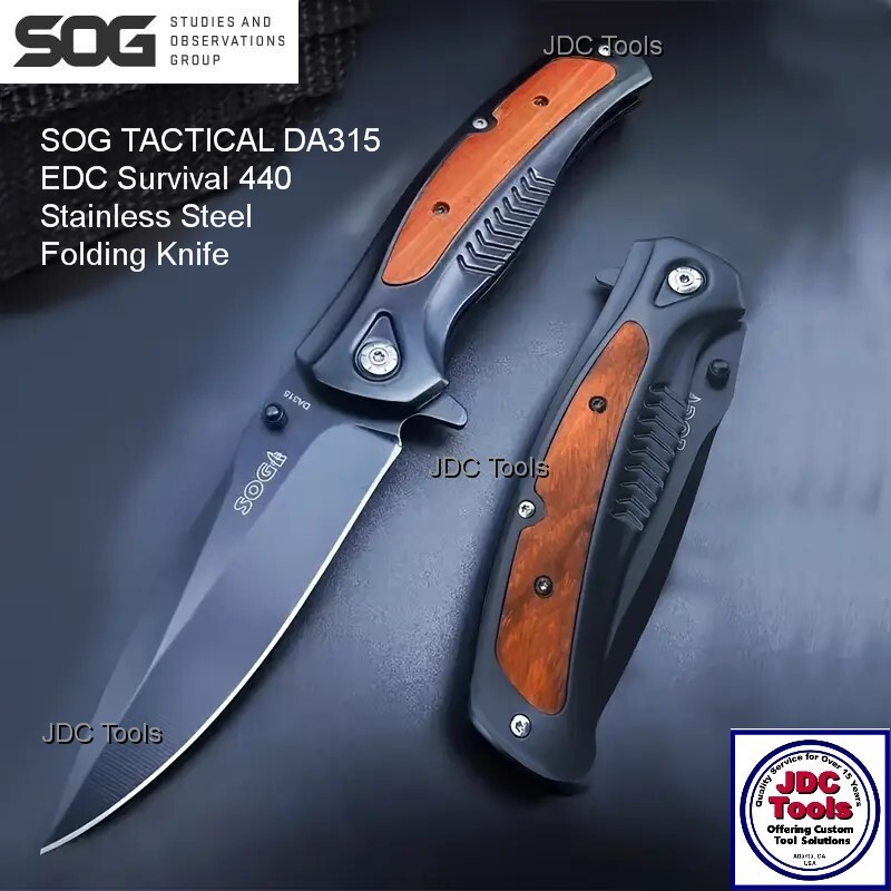 SOG TACTICAL DA315 EDC / Survival 440 Stainless Steel Folding Knife