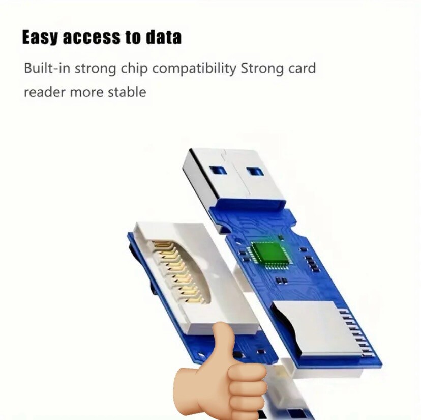 SD XC Micro Card Reader USB to SD Micro SD TF Smart Memory Card Adapter (White)