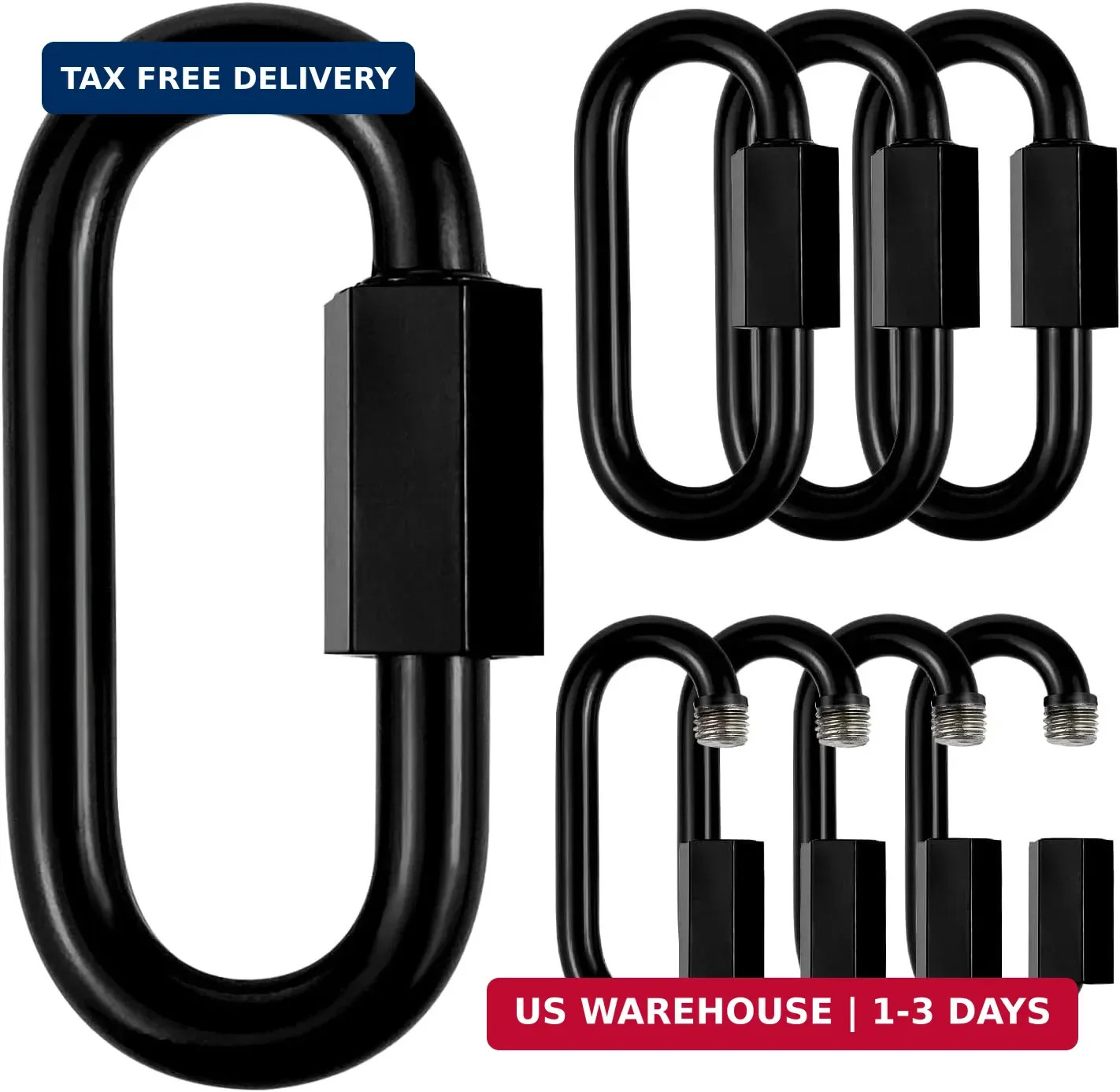 Stainless Steel Chain Quick Links- Locking Carabiners, Chain Hooks, Twist Key Ri