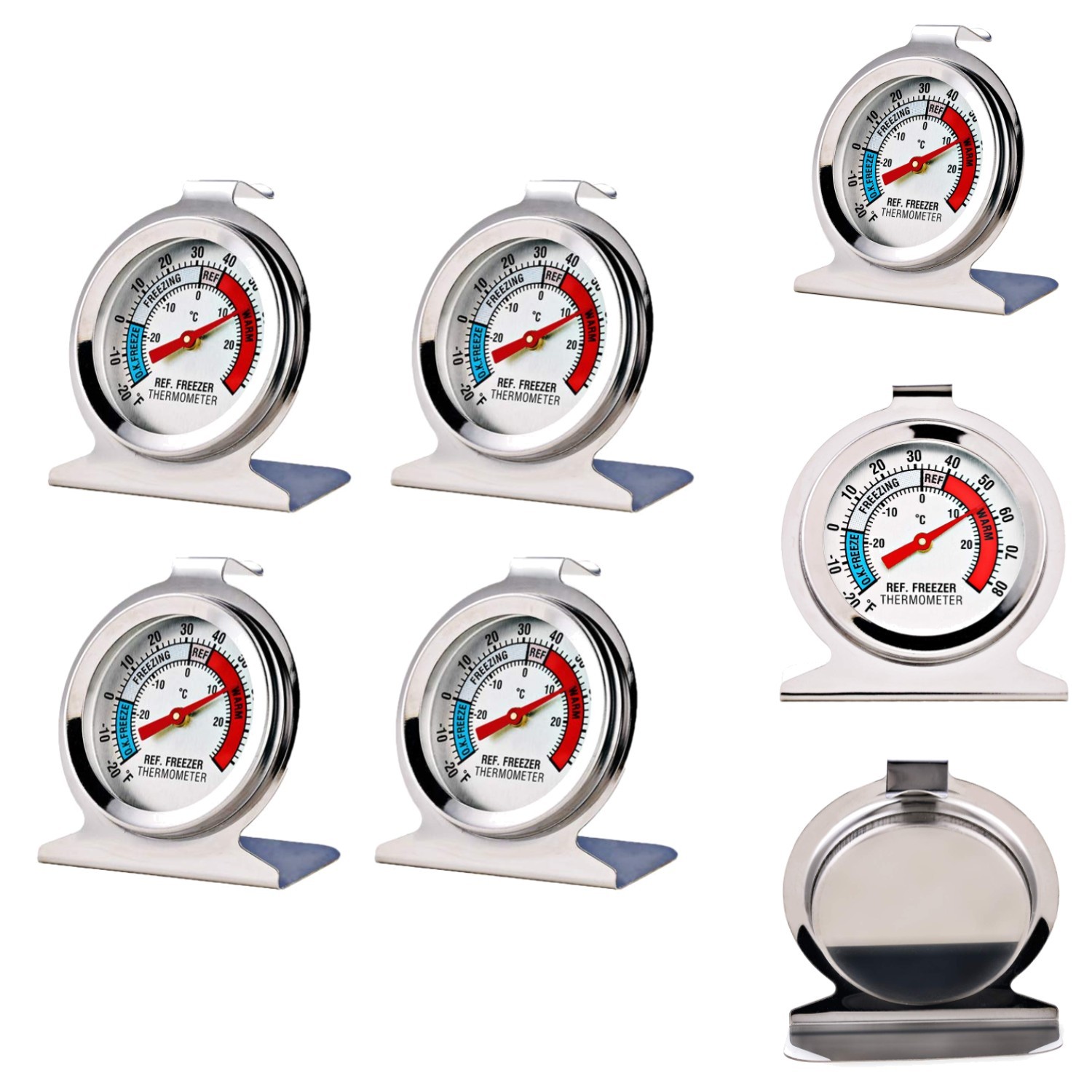 4 Pk Large Dial Analog Refrigerator Freezer Thermometers for Accurate Monitoring