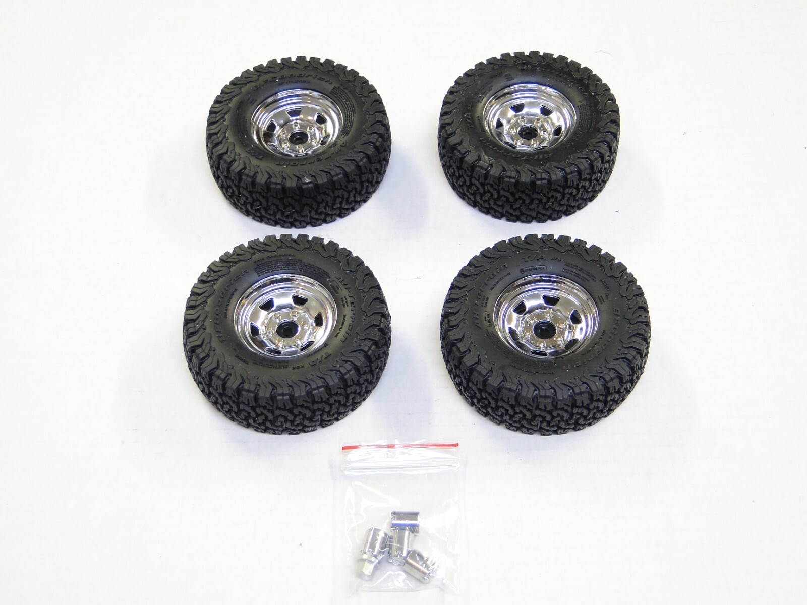 NEW RC4WD TRAILFINDER II 2 Wheels & Tires CHROME 1.7" BF Goodrich Toyota WD14