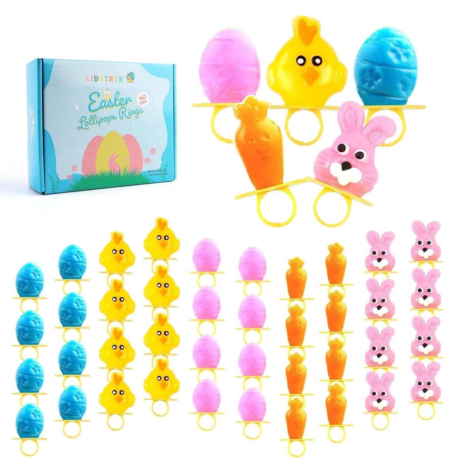 Mixed Fruit Flavor Easter Ring Lollipop Candy Individually 40 Packs AM