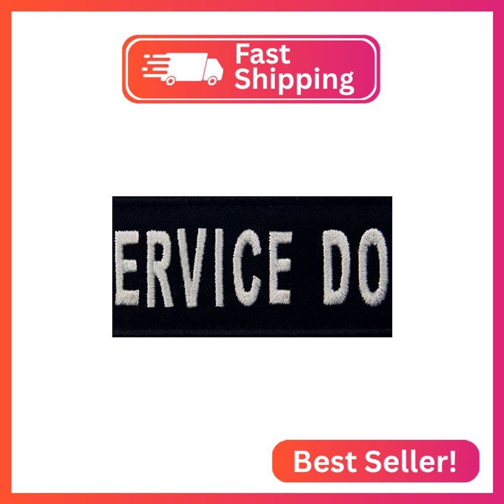 Service Dog Vests/Harnesses Emblem Embroidered Fastener Hook & Loop Patch, 4 X 1