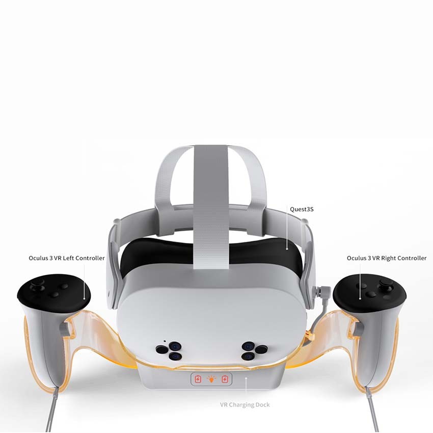 VR Headset LED Charging Dock Charger for Meta Quest 2/3/3S VR Controller Stand