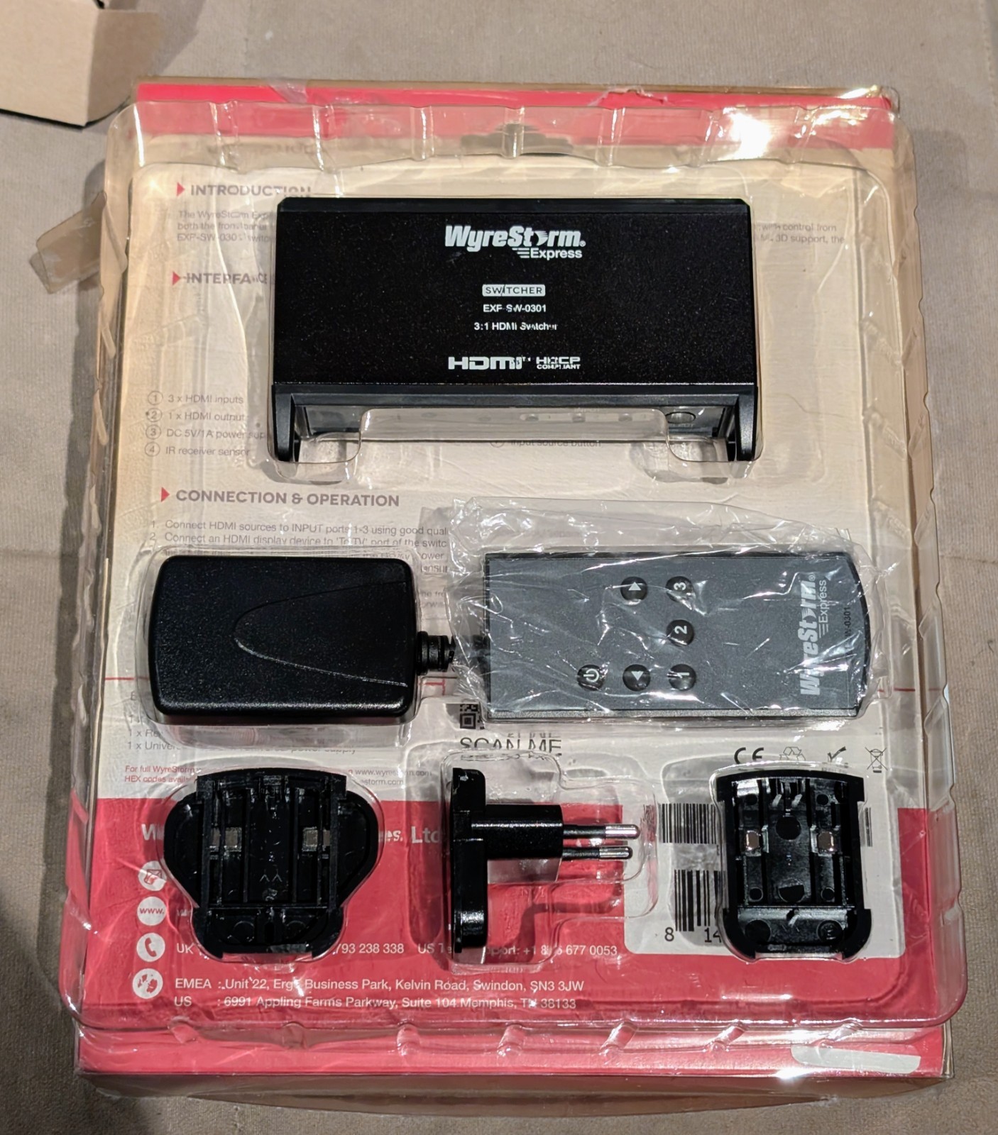 WyreStorm Express EXP-SW-0301 HDMI 3x1 HDMI Switcher with Remote